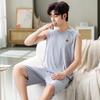 Pijama Delgado de Modal de Verano Camiseta sin Mangas para Hombre Jóvenes Tallas Grandes Ropa de Casa de Verano Estilo Deportivo Ligero
