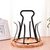 Prateleira de Vidro Criativa para Sala de Estar Cabide para Xícara de Chá Rack de Armazenamento Invertido para Copo de Água com Bandeja para Copo de Cerveja e Xícara de Café