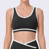 Sujetador Deportivo Transfronterizo de Bloques de Color con Tirantes Anchos para Mujer, a Prueba de Impactos, Alta Intensidad, Diseño Integrado, Espalda Hermosa, Top de Bra para Fitness Yoga