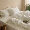 Juego de cuatro piezas de jacquard de algodón blanco puro, funda nórdica 100% algodón, sábana plana, sábana bajera ajustable, ropa de cama simple y de alta gama para dormitorio principal