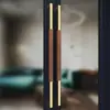 Manija de Puerta de Vidrio Dorada Moderna Acero Inoxidable Puerta con Marco Negro Manija de Puerta Hotel Pasamanos de Madera Maciza Manija Grande