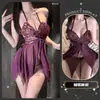 Lencería sexy, estilo de deseo puro, bata de malla de mariposa, uniforme seductor caliente y transparente sin espalda con tirantes