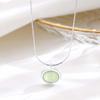 Colar oval de calcedônia cor prata esterlina S925, joia elegante de nicho, leve, luxuosa, com joia geométrica, corrente para clavícula feminina