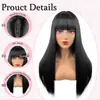 Peluca Negra Larga Lisa para Mujer Estilo Europeo y Americano Transfronteriza, Peluca Completa de Fibra Sintética, Estilo Largo del Fabricante