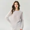 Nuevo suéter de mezcla de hilo Kangbao Lai para otoño/invierno: 25% seda de morera, 75% cachemir, suéter base de manga raglán con cuello redondo para mujer