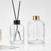 Frasco de Aromaterapia Quadrado Plano de Vidro com Ombro Arredondado Não-fogo para Interior com Rattan Flores Secas Perfume Óleo Essencial Difusor Volátil de Fragrância Frasco Vazio