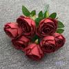Ramo de rosas artificiales de 7 cabezas, ideal para decoración de bodas europeas, hoteles y hogares, flores de mano al por mayor.