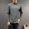 Camiseta de manga comprida estilo americano, peso pesado, desconstruída, patchwork, unissex, camada interna da moda outono/inverno, base justa, moletom de gola alta