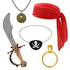 Chapéu dos Piratas do Caribe da Amazon, lenço de cabeça, colar do Capitão Jack Skellington, brincos, esquema de cores do traje de cosplay de Halloween