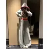 Conjunto deportivo casual estilo americano para mujer, colección de otoño, corte holgado y adelgazante, sudadera corta de moda estilo coreano y pantalones de pierna ancha, conjunto de dos piezas