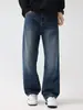 Ropa de Hombre Fengshe / Nuevo Estilo Otoño-Invierno 2026 Cintura Semi-Elástica Sin Estirar Jeans Rectos Holgados Estilo Americano Pantalones Largos