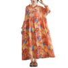 2025 Otoño Temprano Nuevo Retro Nicho Estilo Suave Alta Gama Casual Colorido Vestido con Capucha Estampado Talla Grande Mujer