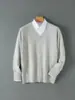 Amazon Otoño/Invierno Suéter de Punto Casual para Hombre con Cuello en V 100% Lana Pura