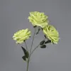 Rosa Artificial Venta al por mayor Transfronteriza Amazon Individual 3 Cabezas Rosa Artificial de París Flor Artificial Flor de Boda Pared de Flores DIY