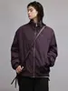 Chaqueta de Algodón Estilo Béisbol con Cuello Alto y Parches Desestructurados para Hombre, Abrigo de Algodón Grueso Cálido a Prueba de Frío para Invierno, Ropa de Abrigo Americana de Longitud Media de Moda
