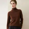 Suéter de cachemira pura 2026 otoño e invierno nuevo para mujer, cuello alto, camiseta básica, estilo suave, corte holgado, adelgazante, suéter grueso