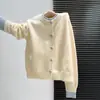 Cárdigan de punto estilo coreano con bloques de color, tipo dos piezas falsas, para mujer, nuevo y versátil, suéter chaqueta top de cuello redondo, otoño 2026