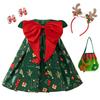 Vestido Navideño Transfronterizo Vestido de Princesa de Manga Volante Árbol de Navidad Vestido con Estampado de Dibujos Animados Vestido de Manga Volante Vestido de Fiesta