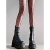 Botas Martin con Plataforma para Mujer 2025 Otoño Nuevas Botas de Montar Cortas hasta Media Pantorrilla con Tacones Gruesos