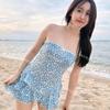 [5 Colores] Nuevo Estilo Coreano Ins Sexy Sin Tirantes Sin Tirantes Pura Deseo Volantes Falda Pastel Cubre Vientre Delgado Traje de Baño Mujer
