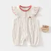 Ropa para Bebés y Niños Anyang Mameluco de Bebé Estilo Verano Niña Manga de Avión Traje para Gatear Pijama de Bebé Algodón Arrugado Traje para Aire Acondicionado