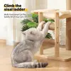 Torre Árbol para Gatos de Madera de 3 Niveles para Gatos Grandes, Torre Moderna Estable para Gatos de Interior con Rascador, Escaleras para Trepar