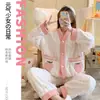 Pijama de Terciopelo Coral para Mujer 2026 Otoño e Invierno Set de Cardigan de Franela Engrosado Forrado de Vellón Se Puede Usar Afuera como Ropa de Casa para Mujer
