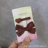 Grampo de Cabelo Infantil Fofo Estilo Coreano Marrom Laço Pequeno Marrom Coração Pequeno Clipe Lateral Conjunto Grampo de Cabelo