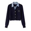 Camisa de Punto Estilo Academia con Cuello y Diseño Falso de Dos Piezas, Chaqueta Suéter Cardigan Nuevo para Mujer Primavera 2026
