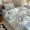 Estilo Muji novo conjunto de três peças macio e amigável à pele conjunto de quatro peças lençol capa de edredom conjunto de três peças para dormitório estilo lençol com elástico