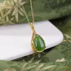 Yilu Prata Esterlina S925 Banhado a Ouro Jade Hetian Jaspers Estilo Bambu Pingente Gota d'Água Versátil Pingente de Prata Vintage