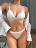 Nova lingerie sem costura acetinada lisa sexy para mulheres quentes sem aro de aço fina de algodão com bojo triangular para seios pequenos conjunto de sutiã