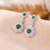 Pendientes de plata de ley Yilu S925 con jade, estilo vintage, ligeros, de lujo y diseño avanzado, con cuentas redondas y incrustaciones de circonita.