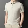 Camisa polo masculina Verão 2023 casual masculina gola lapela Jacquard camiseta sem costura manga curta entrega em peça única