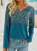 Sitio Independiente Camiseta Amazon Estilo Étnico Otoño e Invierno Nuevo Mu Moda Transfronteriza Casual Cuello en V 2026 Europea y Americana Manga Larga Te