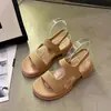Sandálias Romanas Femininas 2024 Verão Nova Moda Casual Bico Redondo Elástico Sola Grossa Uma Tira Sandálias Plataforma