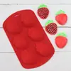 Molde de silicona para pastel de fresa de 6 piezas, molde para pudín y gelatina, molde de chocolate DIY, jabón hecho a mano