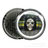 Faro Redondo Wrangler de 7 pulgadas Transfronterizo Faro de Cabeza de Calavera Modificación Faro Delantero de Motocicleta Harley con Ojos de Ángel
