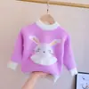 Roupa Infantil Feminina Suéter de Veludo Imitação de Visão 2026 Outono e Inverno Novo Estilo Coreano Suéter de Tricô Infantil para Crianças Pequenas e Médias