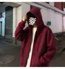 Moletom com capuz masculino, cardigã liso da moda para primavera/outono, jaqueta casual estilo coreano, versátil e estiloso, top com zíper estilo Hong Kong