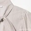 Comercio Exterior Transfronterizo Ropa de Mujer Verano 2026 Nuevo Estilo Europeo y Americano Moda Camisa Rayada con Decoración de Lazo 2569/635