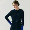 Cardigan de punto de cachemira para bebé Color Art Estética Básica suéter de cuello redondo para mujer abrigo grueso de lana con bloques de color