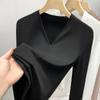 Camiseta Base de Modal 2025 Nuevo Top de Manga Larga con Cuello en V para Mujer, Ropa Interior Elástica, Top de Moda Versátil que Ceñe la Cintura