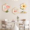 Pintura decorativa de restaurante nórdico pequena combinação fresca pintura pendurada flor criativa relógio de parede sala de jantar fundo mural de parede em seis lados