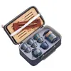 Conjunto de Chá Kung Fu Portátil para Viagem ao Ar Livre, Conjunto de Xícaras Expressas de Cerâmica, Conjunto de Chá para Presente Empresarial com LOGOTIPO Impresso