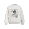 Sudadera con capucha de cuello redondo holgada con estampado de retrato de pintura para hombre, estilo callejero de primavera y otoño, jersey, ropa deportiva informal, bolsillo lateral, bolsillo ribeteado