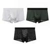 Huajielong Malha de Seda Gelada Texturizada Roupa Íntima Masculina Atacado Cintura Média Masculino Tamanho Grande Respirável Boxer Masculino Dropshipping Disponível