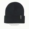 Comércio Exterior Chapéu de Tricô Infantil para Outono e Inverno com Heattech e à Prova de Frio para Meninos e Meninas, Chapéu de Lã Estilo Japonês Versátil com Etiqueta de Letra Pele de Melão