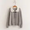 Moda Otoño 2026 Suéter de Punto Estilo Muñeca Japonés para Mujer con Lazo de Encaje, Top Elegante Estilo Francés, Moderno