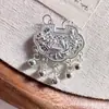 Colgante de Collar con Candado de Filigrana de Loto Plata Pura 990 con Cascabel para Hombres y Mujeres Moda Ropa de Trabajo